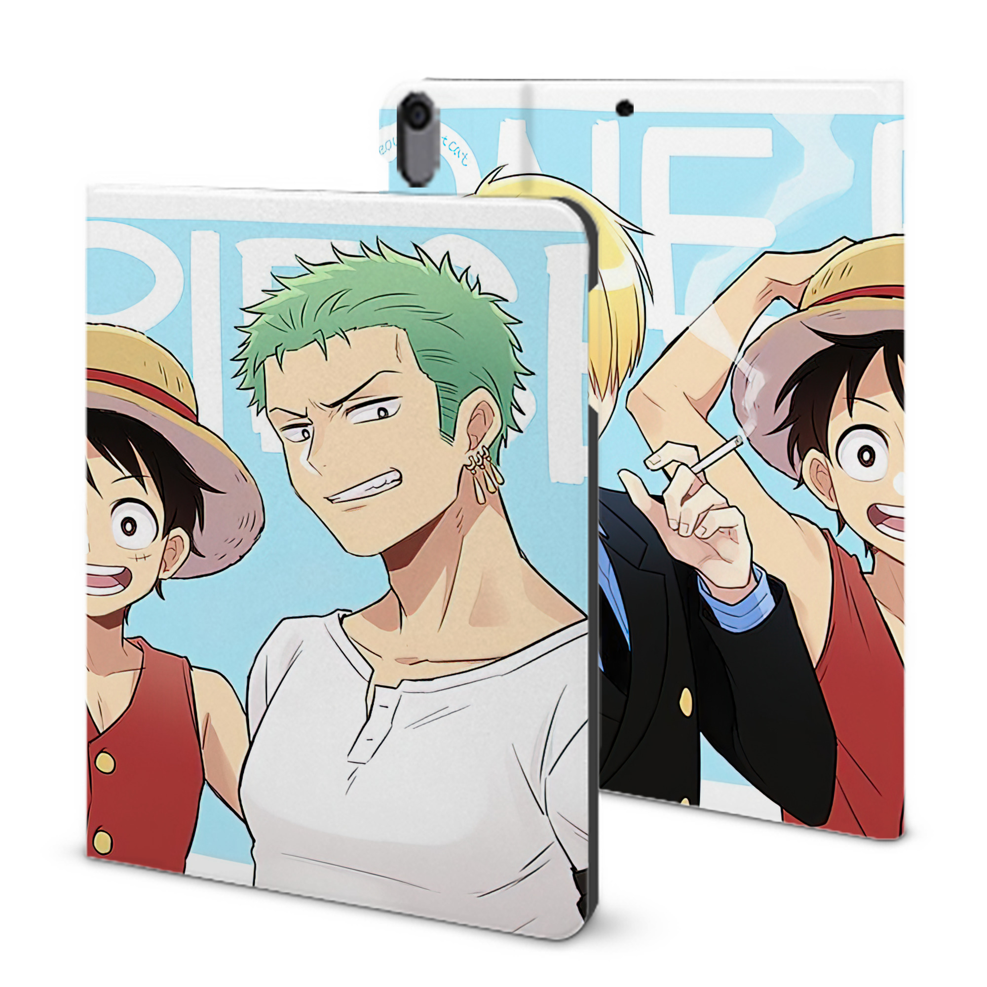 ワンピース ONE PIECE IPad ケース ブック型 PUレザー TPU 耐衝撃 軽量 薄型 ペン収納なし 全面保護 IPad 各モデル対応